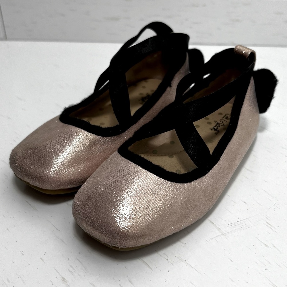 Cat & Jack shimmer bow back ballet flats